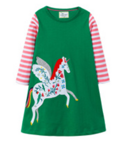 Long Green Unicorn Dress For Girls Long Green Unicorn Dress For Girls