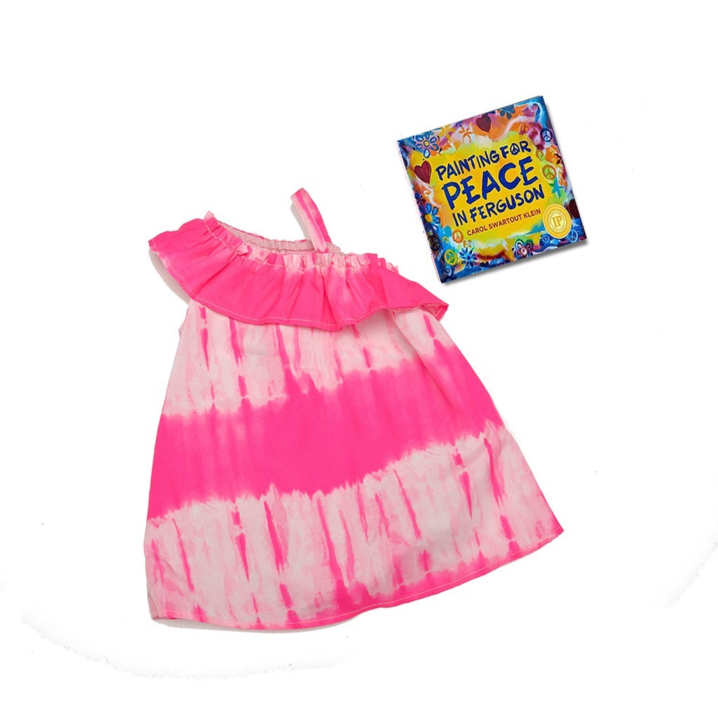 Peace, Pink, and Love one shoulder tie-dye dress with matching undies